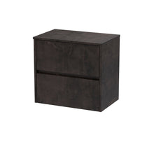 Nui Havana 600mm Wall Hung 2 Drawer Unit & Worktop Contemporary Metallic Slate MFC Textured Matt 557x605x390mm - JJ Building Materials