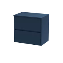 Nui Havana 600mm Wall Hung 2 - drawer Unit & Worktop Contemporary Midnight Blue MFC Painted Matt 557x605x390mm - JJ Building Materials