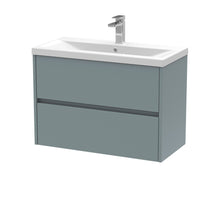Nui Havana 800mm Wall Hung 2 Drawer Unit & Basin 1 Contemporary Coastal Grey MFC Smooth Matt 579x810x390mm - JJ Building Materials