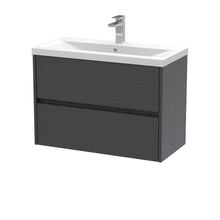 Nui Havana 800mm Wall Hung 2 Drawer Unit & Basin 1 Contemporary Graphite Grey Woodgrain MFC Textured Woodgrain 579x810x390mm - JJ Building Materials