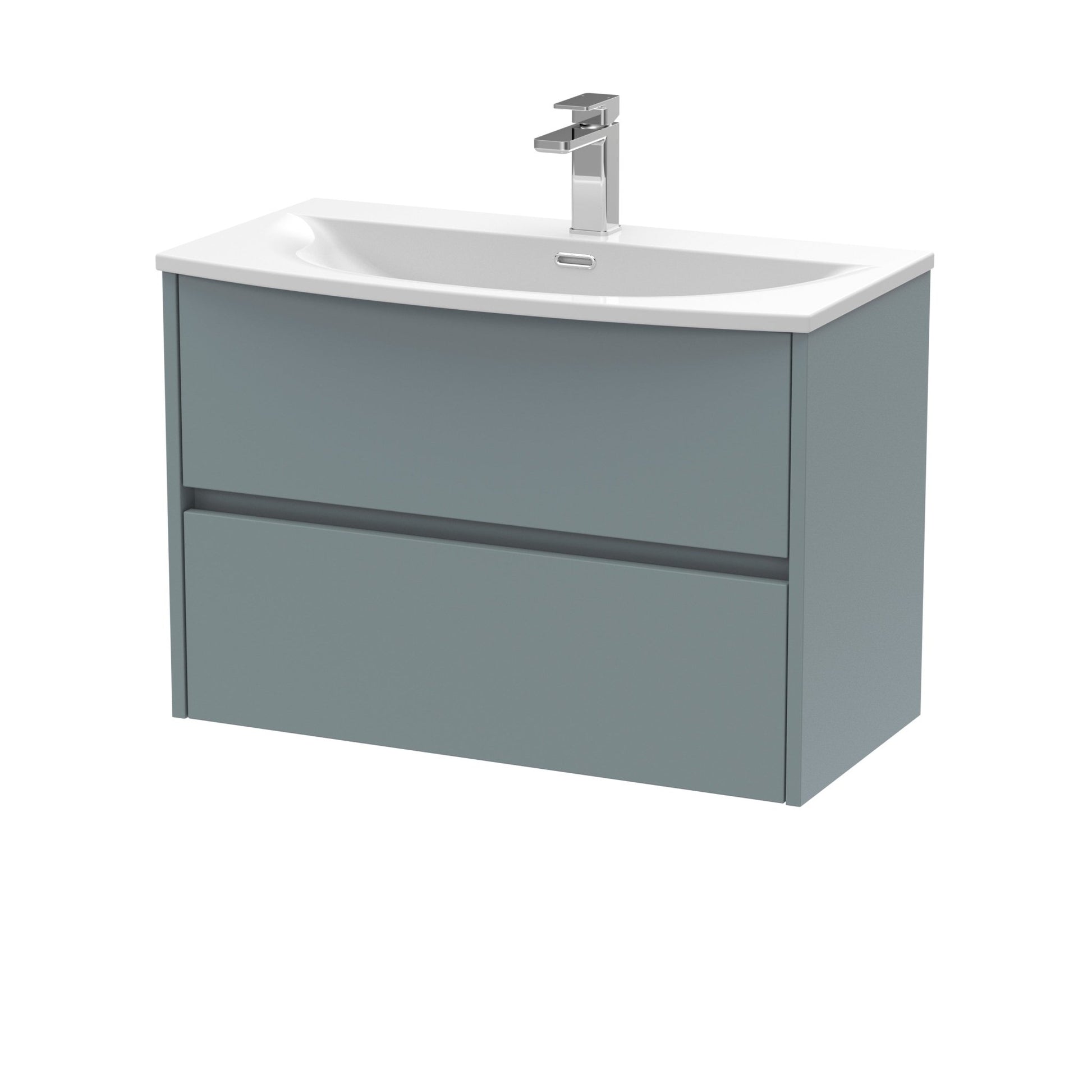 Nui Havana 800mm Wall Hung 2 Drawer Unit & Basin 4 Contemporary Coastal Grey MFC Smooth Matt 564x810x440mm - JJ Building Materials