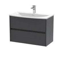Nui Havana 800mm Wall Hung 2 Drawer Unit & Basin 4 Contemporary Graphite Grey Woodgrain MFC Textured Woodgrain 564x810x440mm - JJ Building Materials