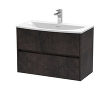 Nui Havana 800mm Wall Hung 2 Drawer Unit & Basin 4 Contemporary Metallic Slate MFC Textured Matt 564x810x440mm - JJ Building Materials