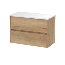 Nui Havana 800mm Wall Hung 2 Drawer Unit & Worktop Contemporary Autumn Oak MFC Textured Woodgrain 561x805x390mm - HAV806LSW - JJ Building Materials