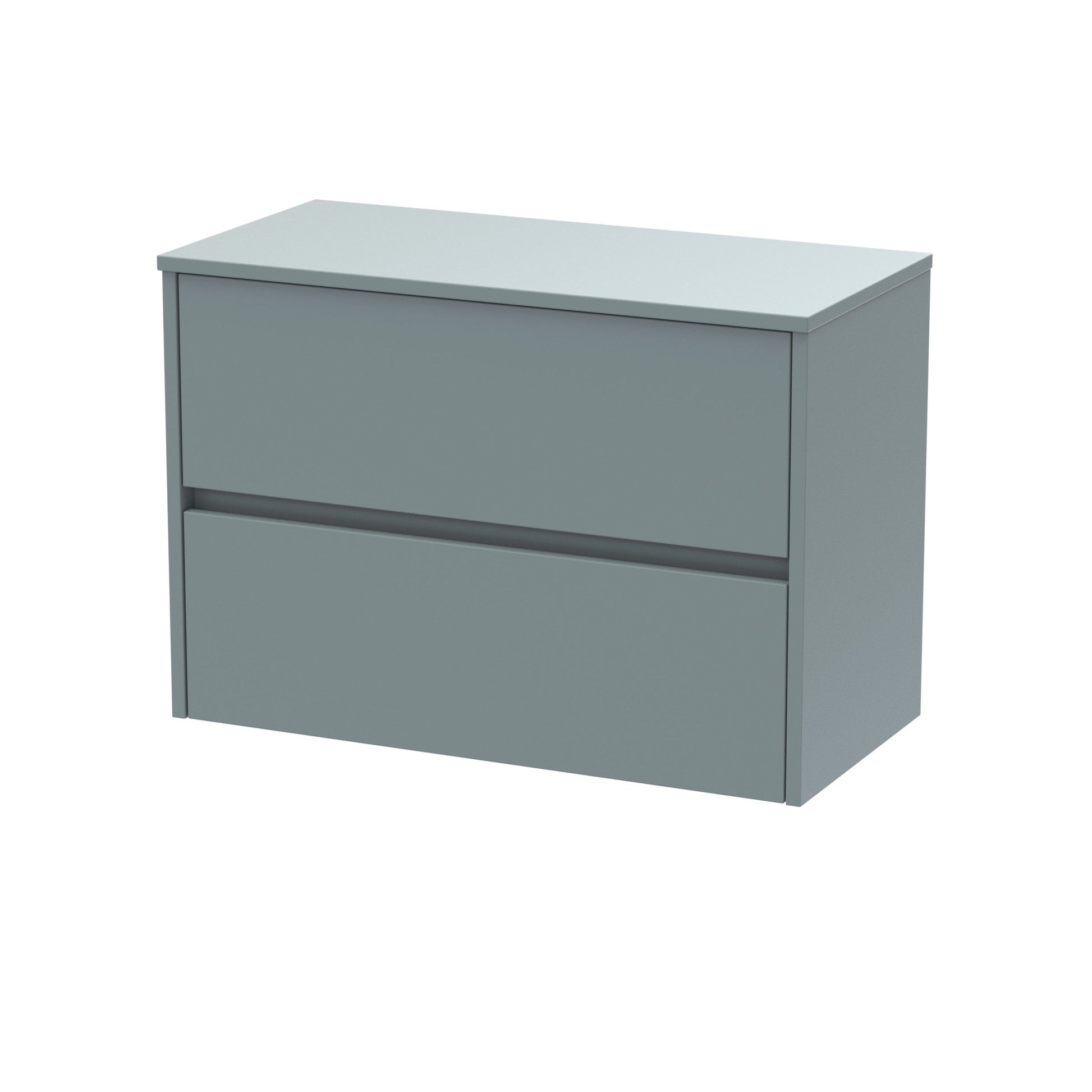 Nui Havana 800mm Wall Hung 2 Drawer Unit & Worktop Contemporary Coastal Grey MFC Smooth Matt 557x805x390mm - JJ Building Materials