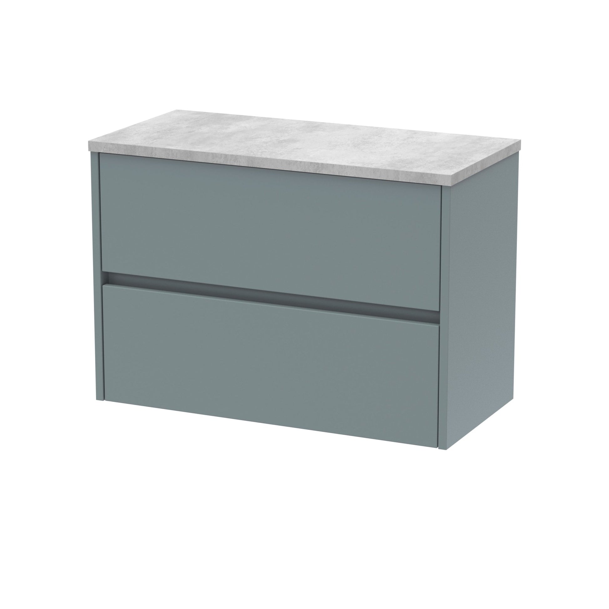 Nui Havana 800mm Wall Hung 2 Drawer Unit & Worktop Contemporary Coastal Grey MFC Smooth Matt 561x805x390mm - HAV2306LBG - JJ Building Materials