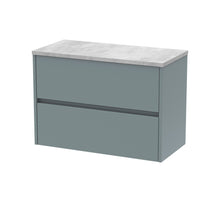 Nui Havana 800mm Wall Hung 2 Drawer Unit & Worktop Contemporary Coastal Grey MFC Smooth Matt 561x805x390mm - HAV2306LBG - JJ Building Materials