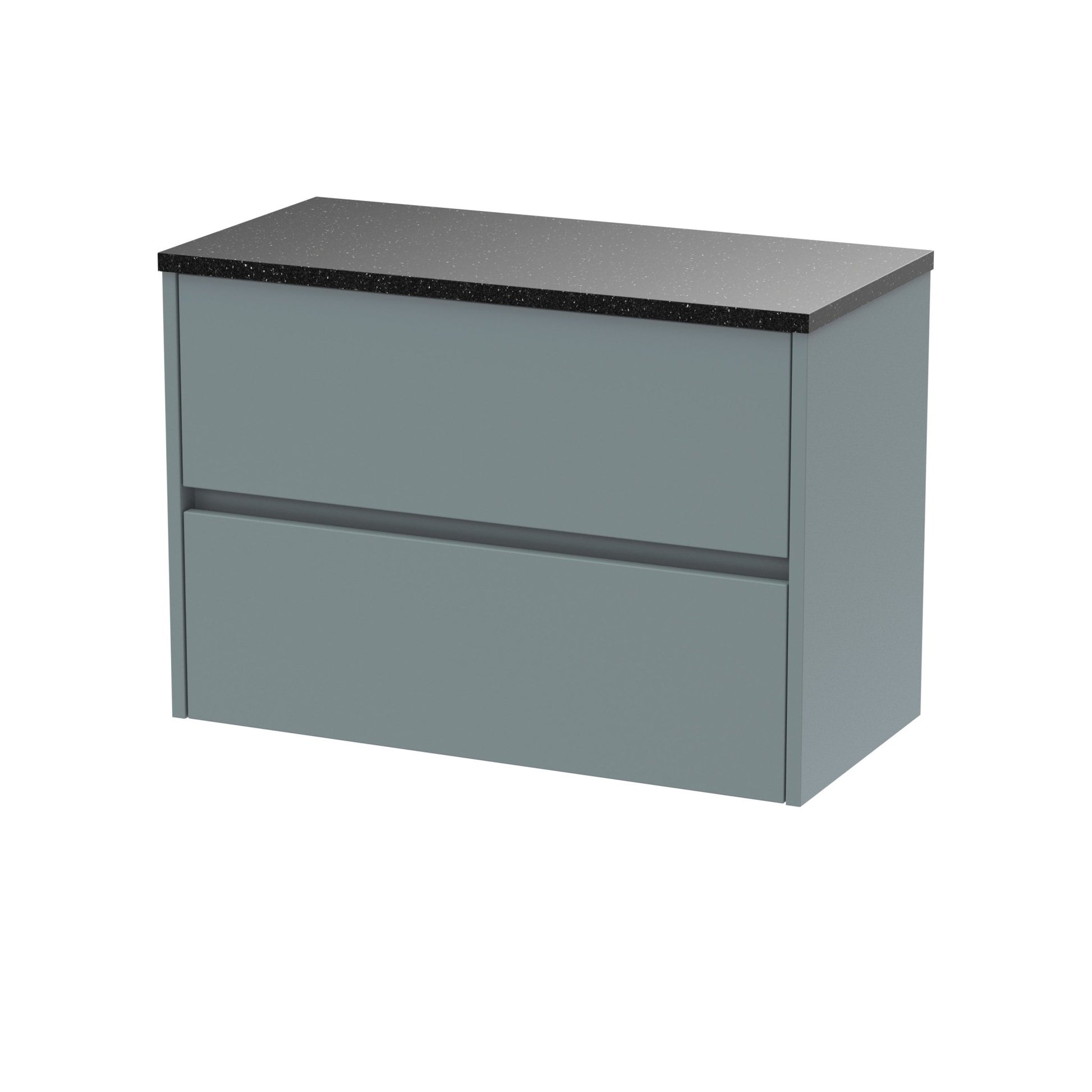 Nui Havana 800mm Wall Hung 2 Drawer Unit & Worktop Contemporary Coastal Grey MFC Smooth Matt 561x805x390mm - HAV2306LSB - JJ Building Materials