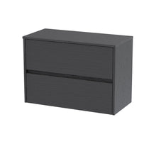 Nui Havana 800mm Wall Hung 2 Drawer Unit & Worktop Contemporary Graphite Grey Woodgrain MFC Textured Woodgrain 557x805x390mm - JJ Building Materials
