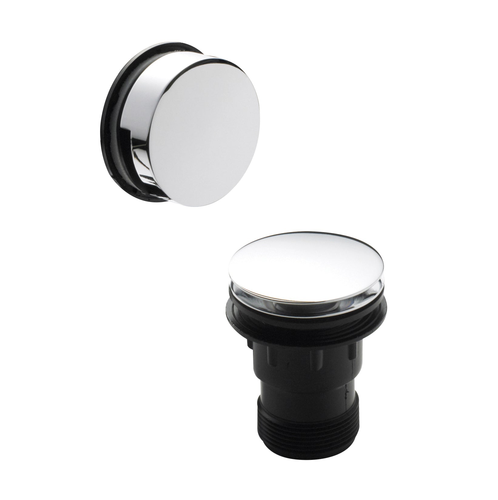 Nui Inset Bath Push Button Waste Contemporary Chrome Brass - JJ Building Materials