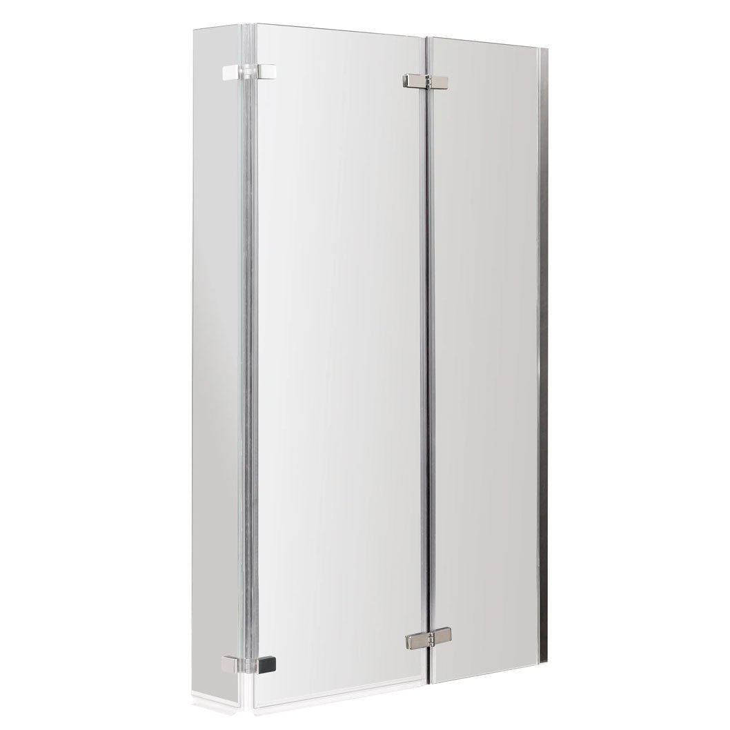 Nui L - shaped Bath Screen Double Hinged Contemporary Chrome Aluminium 1400x812x38mm - JJ Building Materials