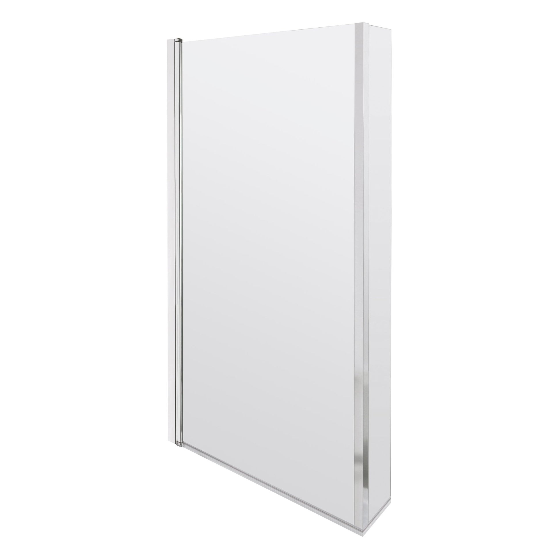 Nui L - shaped Bath Screen Hinged Contemporary Chrome Aluminium 1430x795x150mm - JJ Building Materials