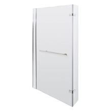 Nui L - shaped Bath Screen Hinged With Rail Contemporary Chrome Aluminium 1416x815x38mm - JJ Building Materials