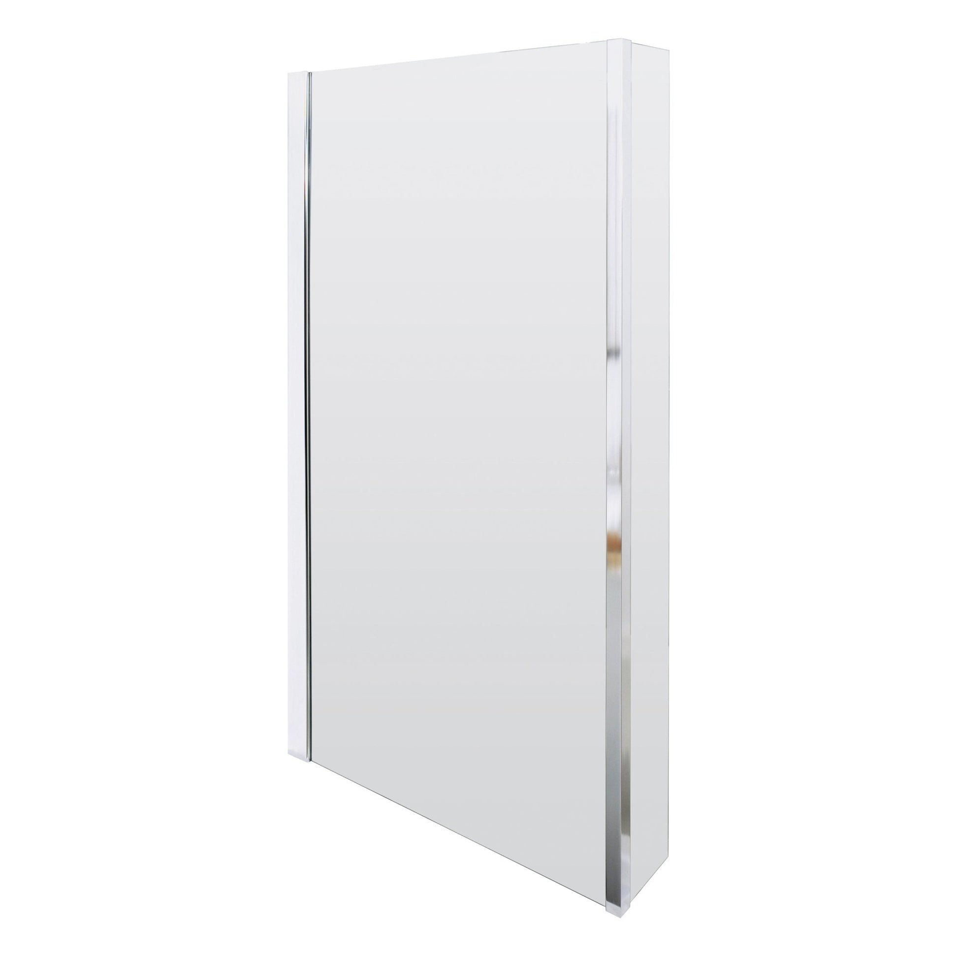 Nui L - shaped Fixed Bath Screen Contemporary Chrome Aluminium 1400x815x150mm - JJ Building Materials