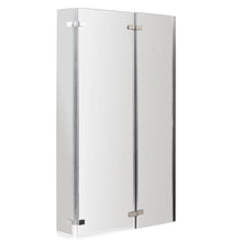 Nui L - shaped Hinged Bath Screen Contemporary Chrome Aluminium 1400x760x38mm - JJ Building Materials
