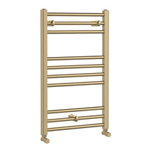Nui Lorica Round Straight Towel Radiator 800x500 Contemporary Brushed Brass Steel 800x500x30mm - JJ Building Materials