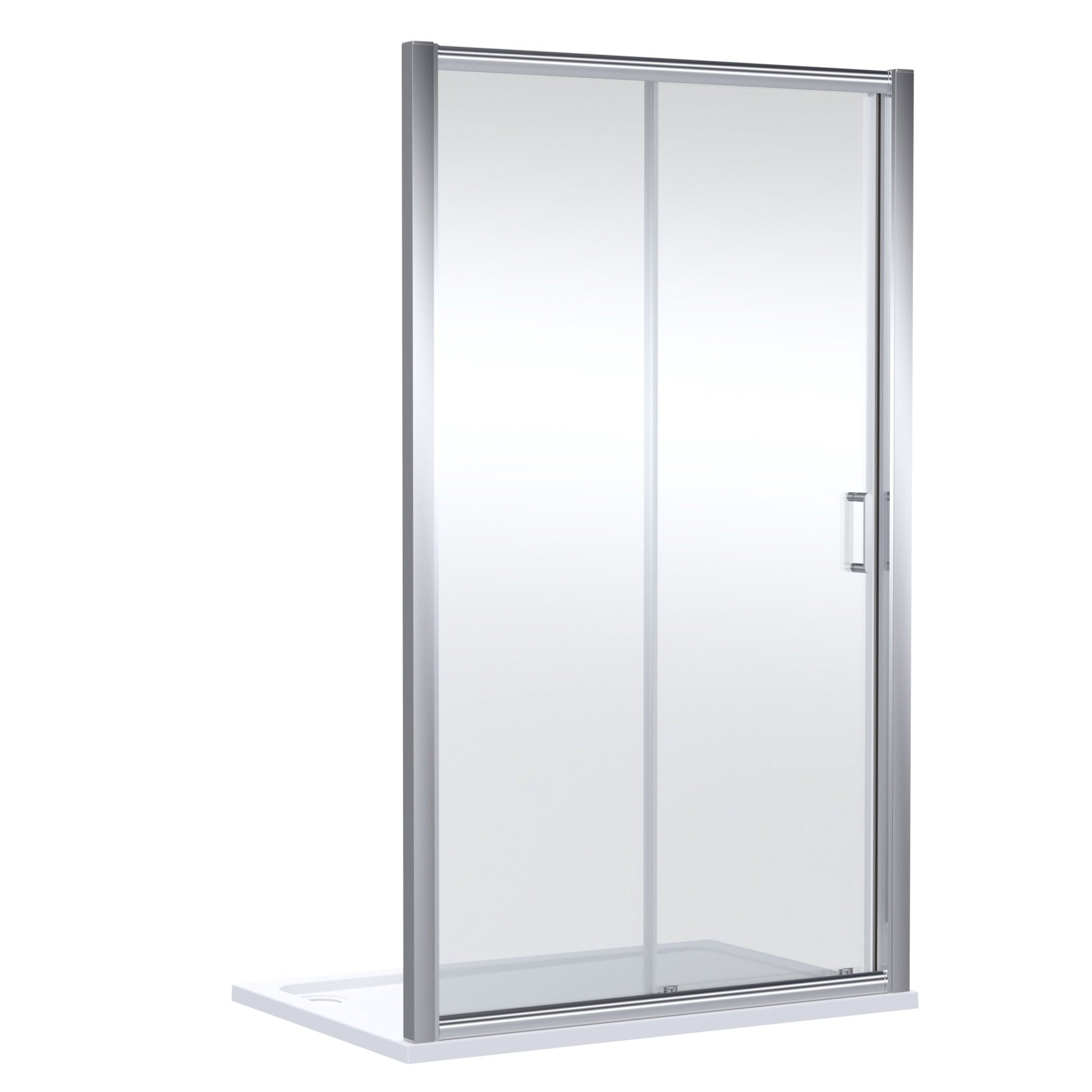 Nui Lucie 1200mm Sliding Shower Door - Chrome Contemporary Aluminium,glass 1900x1190x31mm - JJ Building Materials