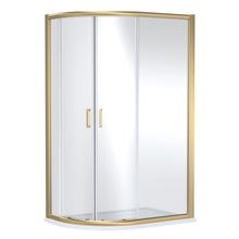 Nui Lucie 1200mm X 800mm Offset Quadrant - Brushed Brass Contemporary Aluminium,glass 1900x1180x780mm - JJ Building Materials