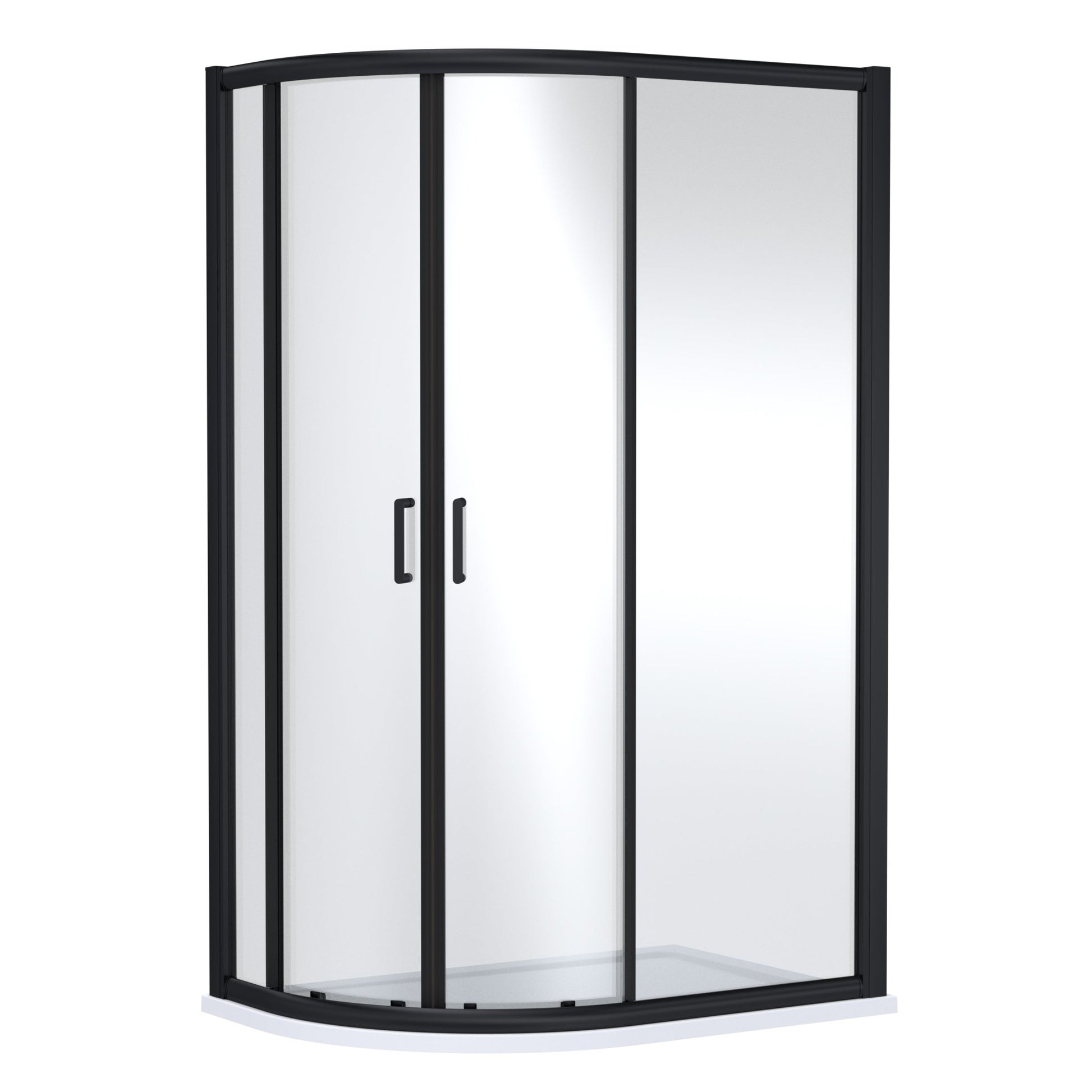 Nui Lucie 1200mm X 800mm Offset Quadrant - Matt Black Contemporary Aluminium,glass 1900x1180x780mm - JJ Building Materials
