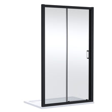 Nui Lucie 1400mm Sliding Shower Door - Matt Black Contemporary Aluminium,glass 1900x1390x31mm - JJ Building Materials