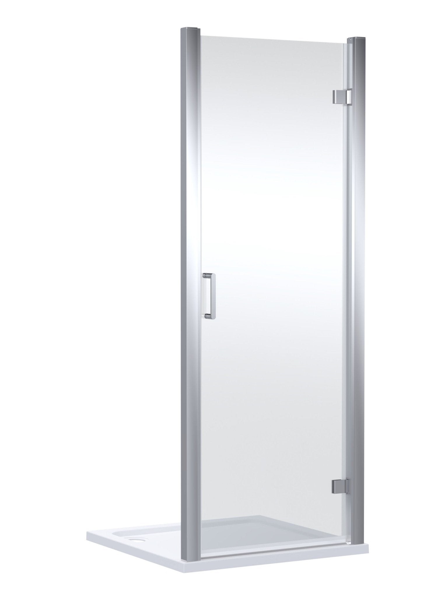 Nui Lucie 800mm Hinged Shower Door - Chrome Contemporary Aluminium,glass 1900x790x31mm - JJ Building Materials