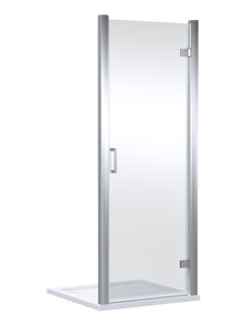 Nui Lucie 800mm Hinged Shower Door - Chrome Contemporary Aluminium,glass 1900x790x31mm - JJ Building Materials
