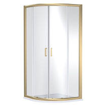 Nui Lucie 900mm X 900mm Quadrant - Brushed Brass Contemporary Aluminium,glass 1900x880x880mm - JJ Building Materials