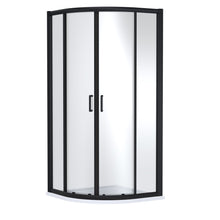 Nui Lucie 900mm X 900mm Quadrant - Matt Black Contemporary Aluminium,glass 1900x880x880mm - JJ Building Materials