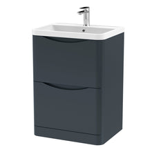 Nui Lunar 600mm Floor Standing 2 Drawer Vanity & Polymarble Basin Contemporary Soft Black MFC Painted Matt,polymarble 840x600x445mm - JJ Building Materials