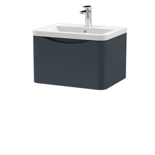 Nui Lunar 600mm Wall Hung 1 Drawer Vanity & Ceramic Basin Contemporary Soft Black Ceramic,MFC Painted Matt 399x600x445mm - JJ Building Materials