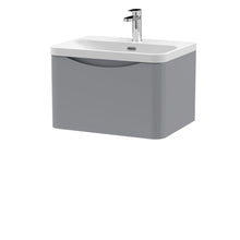 Nui Lunar 600mm Wall Hung 1 Drawer Vanity & Thin Edge Ceramic Basin Contemporary Satin Grey Ceramic,MFC Painted Matt - JJ Building Materials