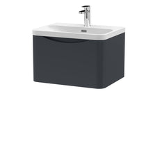 Nui Lunar 600mm Wall Hung 1 Drawer Vanity & Thin Edge Ceramic Basin Contemporary Soft Black Ceramic,MFC Painted Matt - JJ Building Materials