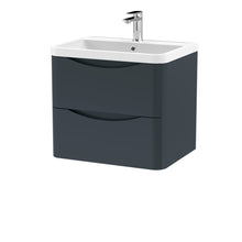 Nui Lunar 600mm Wall Hung 2 Drawer Vanity & Polymarble Basin Contemporary Soft Black MFC Painted Matt,polymarble 540x600x445mm - JJ Building Materials
