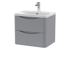 Nui Lunar 600mm Wall Hung 2 Drawer Vanity & Thin Edge Ceramic Basin Contemporary Satin Grey Ceramic,MFC Painted Matt - JJ Building Materials