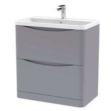 Nui Lunar 800mm Floor Standing 2 Drawer Vanity & Polymarble Basin Contemporary Satin Grey MFC Painted Matt,polymarble 840x800x445mm - JJ Building Materials