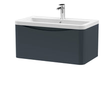Nui Lunar 800mm Wall Hung 1 Drawer Vanity & Ceramic Basin Contemporary Soft Black Ceramic,MFC Painted Matt 399x800x445mm - JJ Building Materials