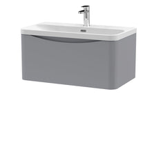 Nui Lunar 800mm Wall Hung 1 Drawer Vanity & Thin Edge Ceramic Basin Contemporary Satin Grey Ceramic,MFC Painted Matt - JJ Building Materials
