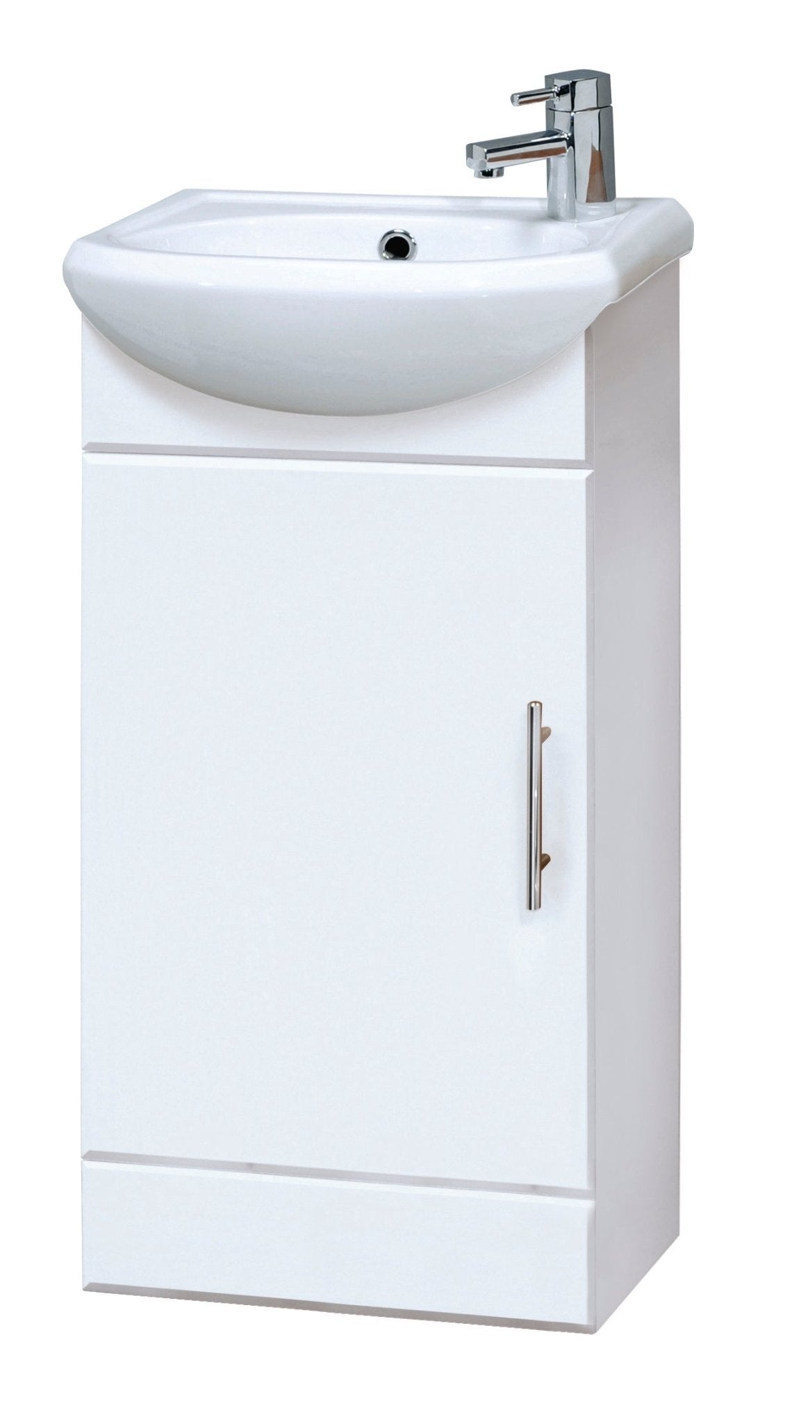Nui Mayford 420mm Cabinet & Basin Contemporary White MFC Painted Gloss 780x400x200mm - JJ Building Materials
