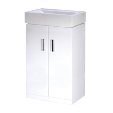 Nui Mayford 450mm Floor Standing Basin Unit Contemporary Gloss White MFC Painted Gloss 820x450x330mm - JJ Building Materials
