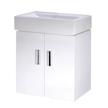 Nui Mayford 450mm Wall Hung Basin Unit Contemporary Gloss White MFC Painted Gloss 595x450x330mm - JJ Building Materials
