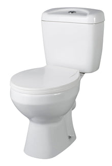 Nui Melbourne Pan, Cistern & Seat Contemporary White Vitreous China 748x382x635mm - JJ Building Materials