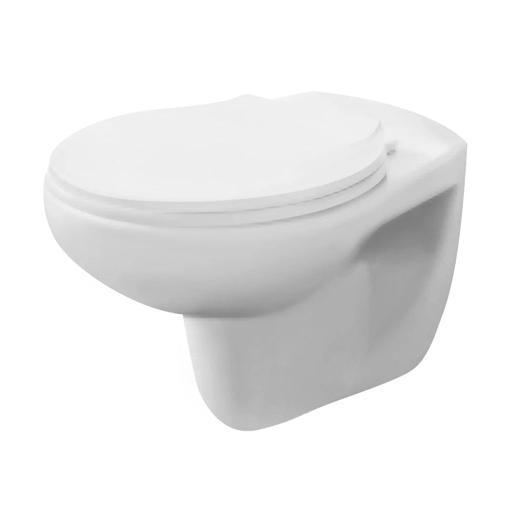 Nui Melbourne Wall Hung Pan Contemporary White Vitreous China 360x355x515mm - JJ Building Materials