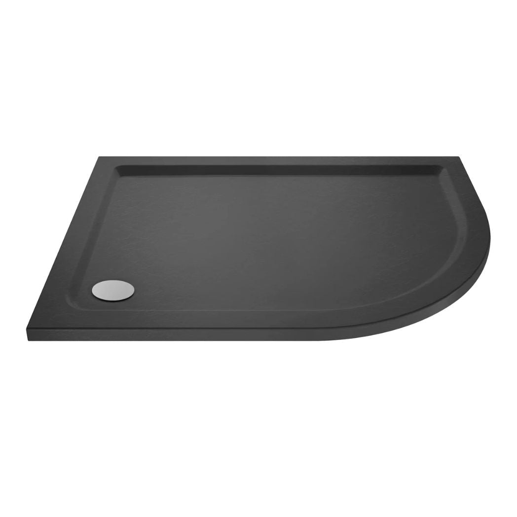 Nui Offset Quadrant Trays Offset Quadrant Shower Tray Rh 1000 X 800mm Contemporary Grey Slate Acrylic Capped ABS Caco3 And Pu - JJ Building Materials
