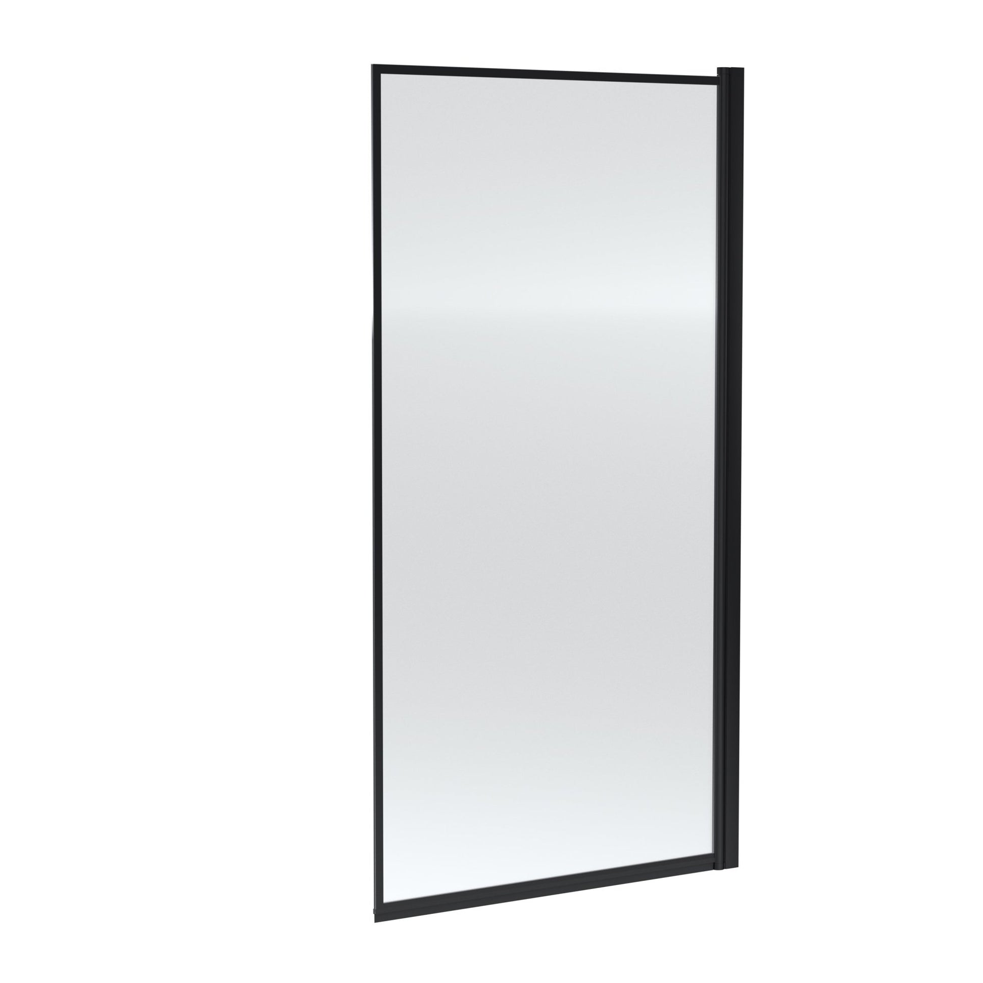 Nui Outer Framed Bath Screen Contemporary Matt Black Aluminium 1430x790x24mm - JJ Building Materials