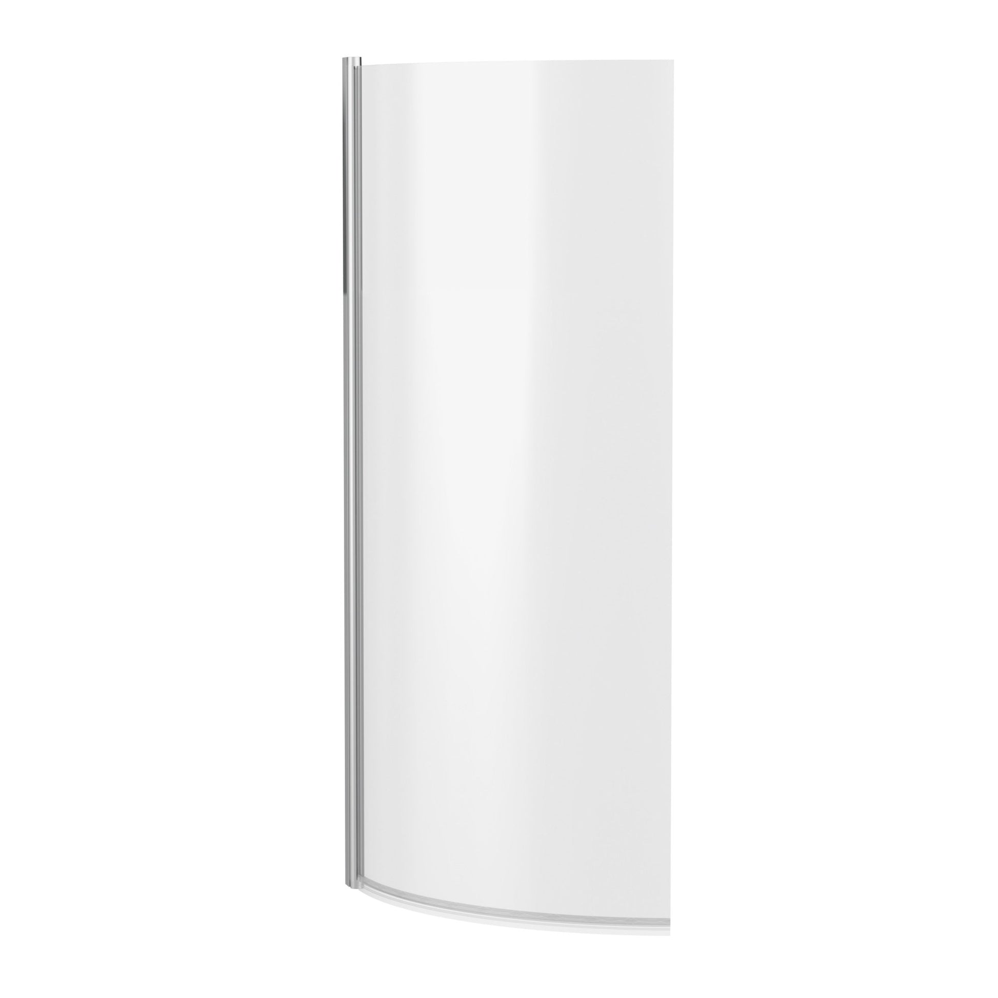 Nui P' Curved Bath Screen (5mm Glass) Contemporary Chrome Aluminium 1430x715x185mm - JJ Building Materials