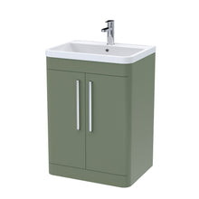 Nui Parade 600mm Floor Standing 2 Door Vanity & Polymarble Basin Contemporary Satin Green MFC Smooth Matt,polymarble 840x600x450mm - JJ Building Materials
