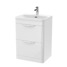 Nui Parade 600mm Floor Standing Vanity & Thin Edge Ceramic Basin Contemporary Gloss White Ceramic,MFC Smooth Matt - JJ Building Materials