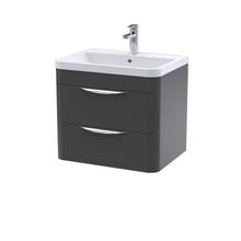 Nui Parade 600mm Wall Hung 2 Drawer Vanity & Polymarble Basin Contemporary Soft Black MFC Smooth Matt,polymarble 540x600x450mm - JJ Building Materials
