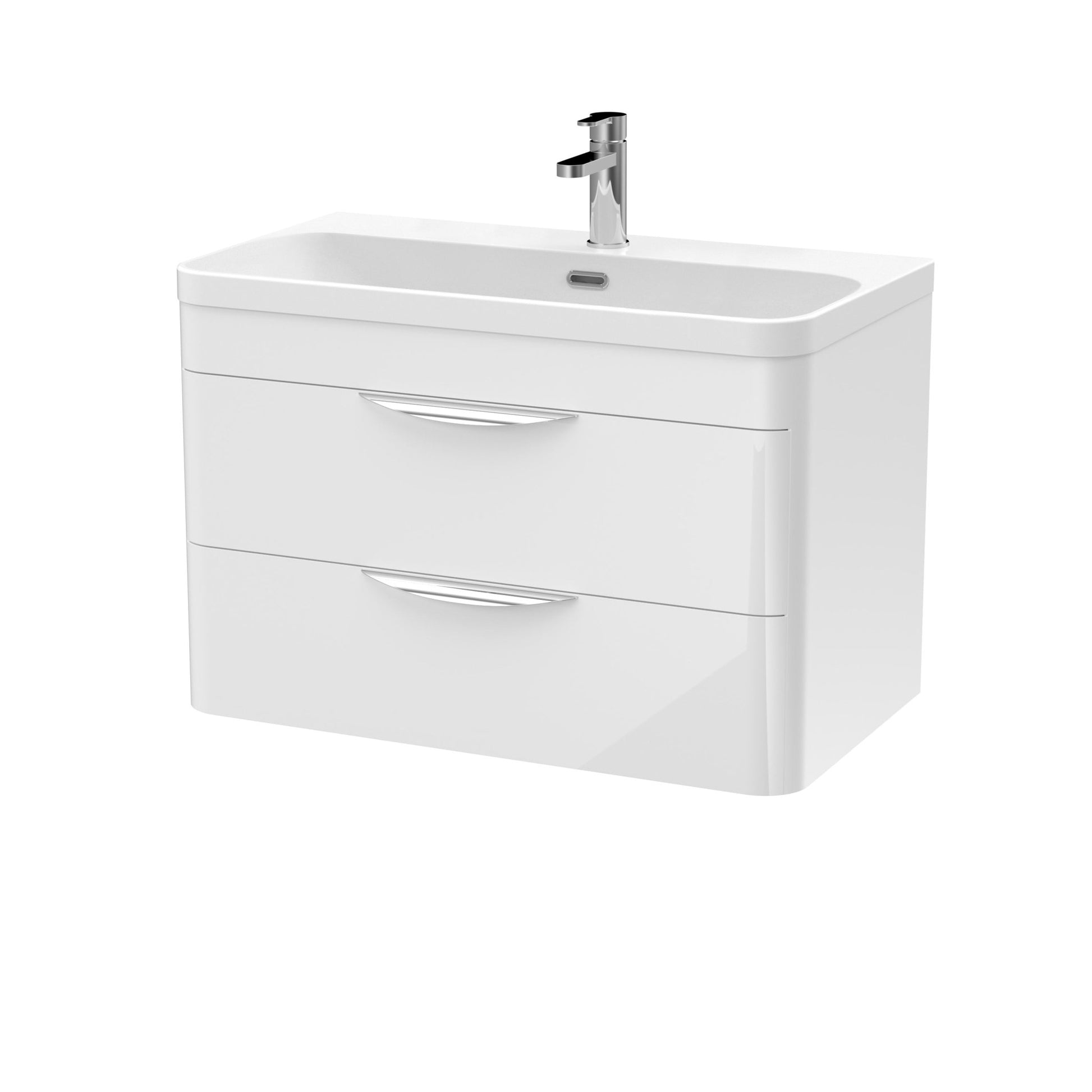 Nui Parade 800mm Wall Hung Vanity & Thin Edge Ceramic Basin Contemporary Gloss White Ceramic,MFC Smooth Matt - JJ Building Materials