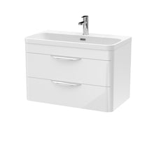 Nui Parade 800mm Wall Hung Vanity & Thin Edge Ceramic Basin Contemporary Gloss White Ceramic,MFC Smooth Matt - JJ Building Materials